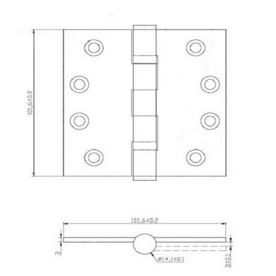 Grade 13 Ball Bearing Broad Butt Hinge - CE / UKCA Marked - Fire rated - 120kg Max Load Bearing